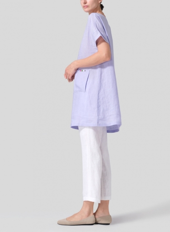 Lavender Linen Sweetheart Neckline S/S Tunics