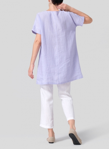 Lavender Linen Sweetheart Neckline S/S Tunics