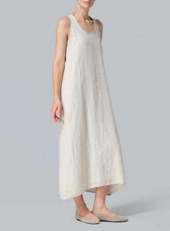 Oat Linen Layering A-line Maxi Dress