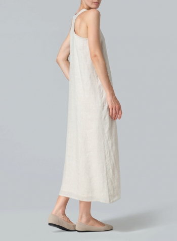 Oat Linen Layering A-line Maxi Dress