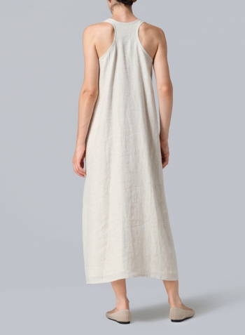 Oat Linen Layering A-line Maxi Dress