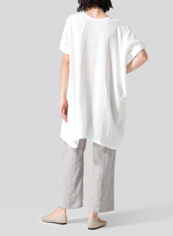 Soft White Linen Wide A-line Tunic