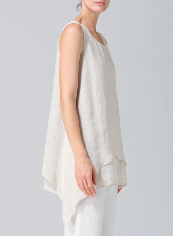 Oat Linen Sleeveless Layered Lightweight Top