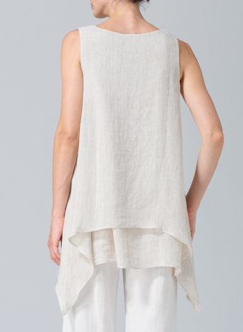 Oat Linen Sleeveless Layered Lightweight Top