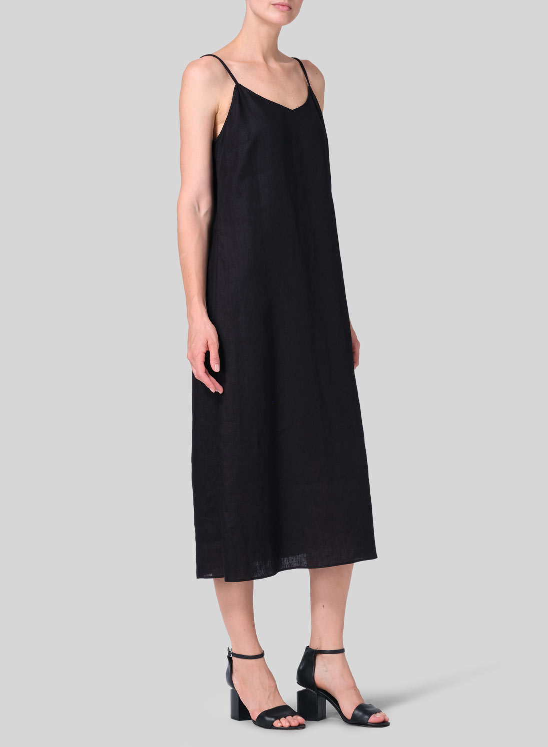 Linen Slim Fit Spaghetti Strap Dress