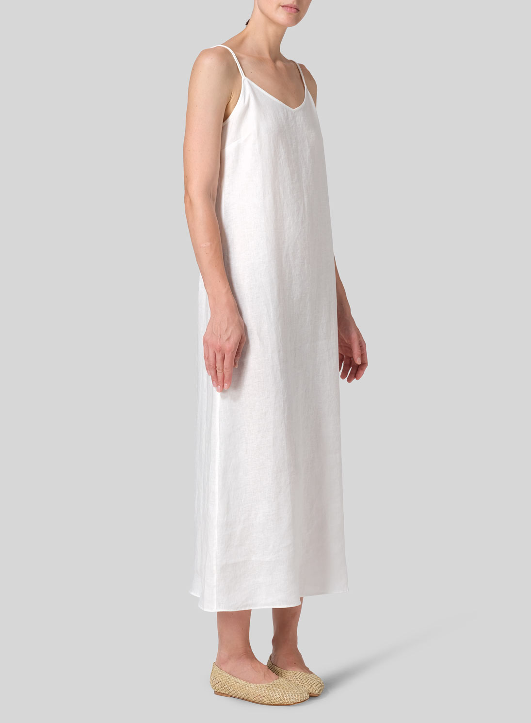 Linen Spaghetti Strap Slim Fit Long Dress