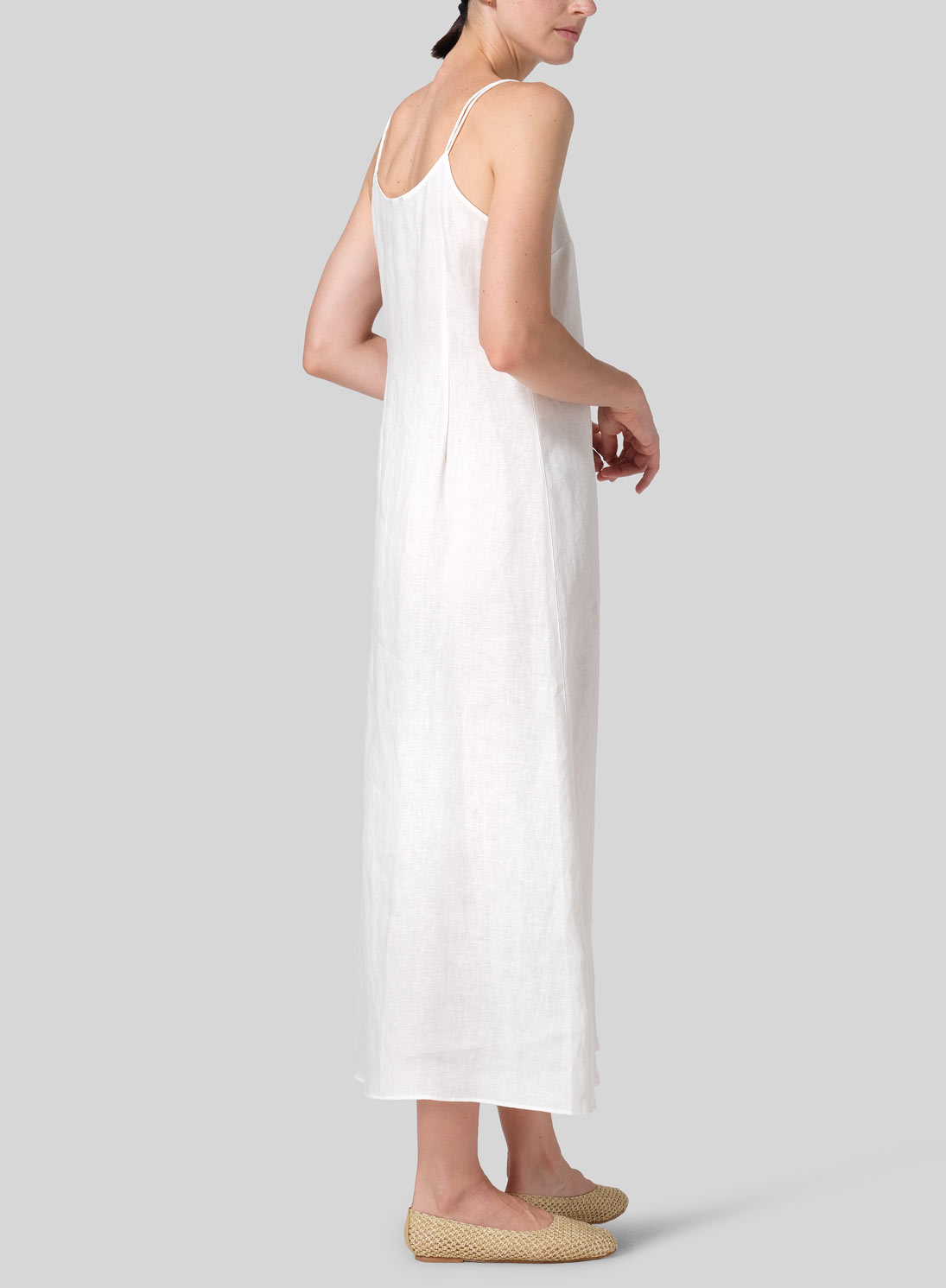 Linen Spaghetti Strap Slim Fit Long Dress