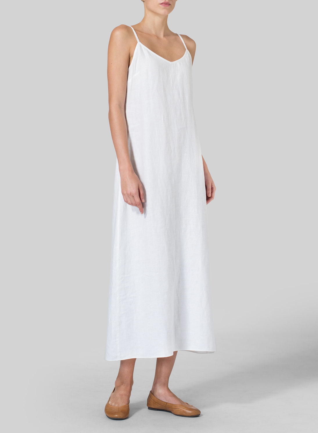 White linen spaghetti outlet strap dress