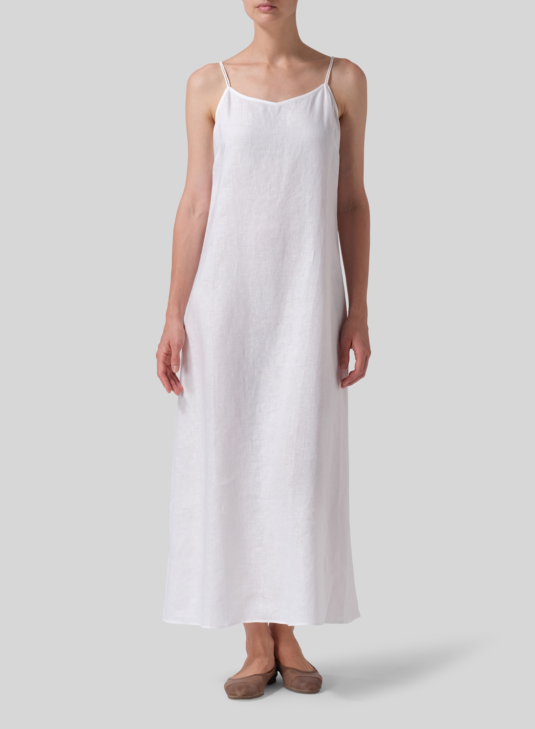 Linen Spaghetti Strap Maxi Dress - Plus Size