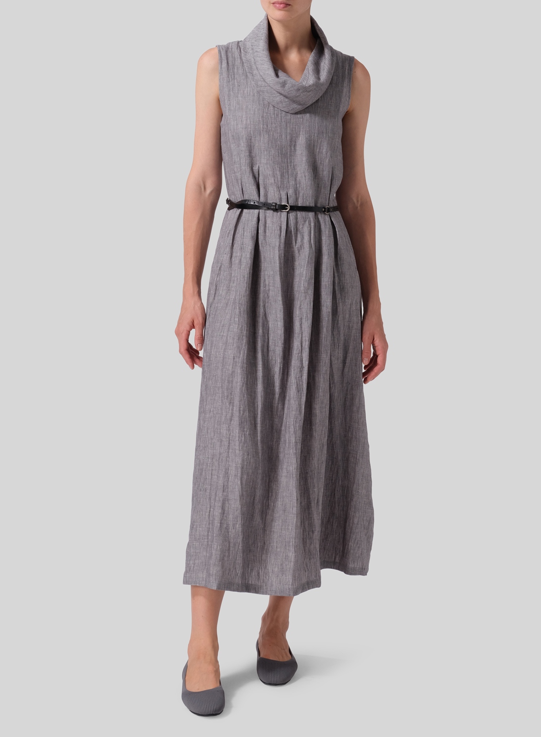 Cowl neck hot sale linen dress