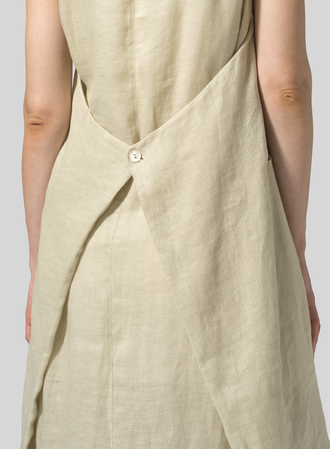 Lightweight Linen Sleeveless Long Dress - Plus Size