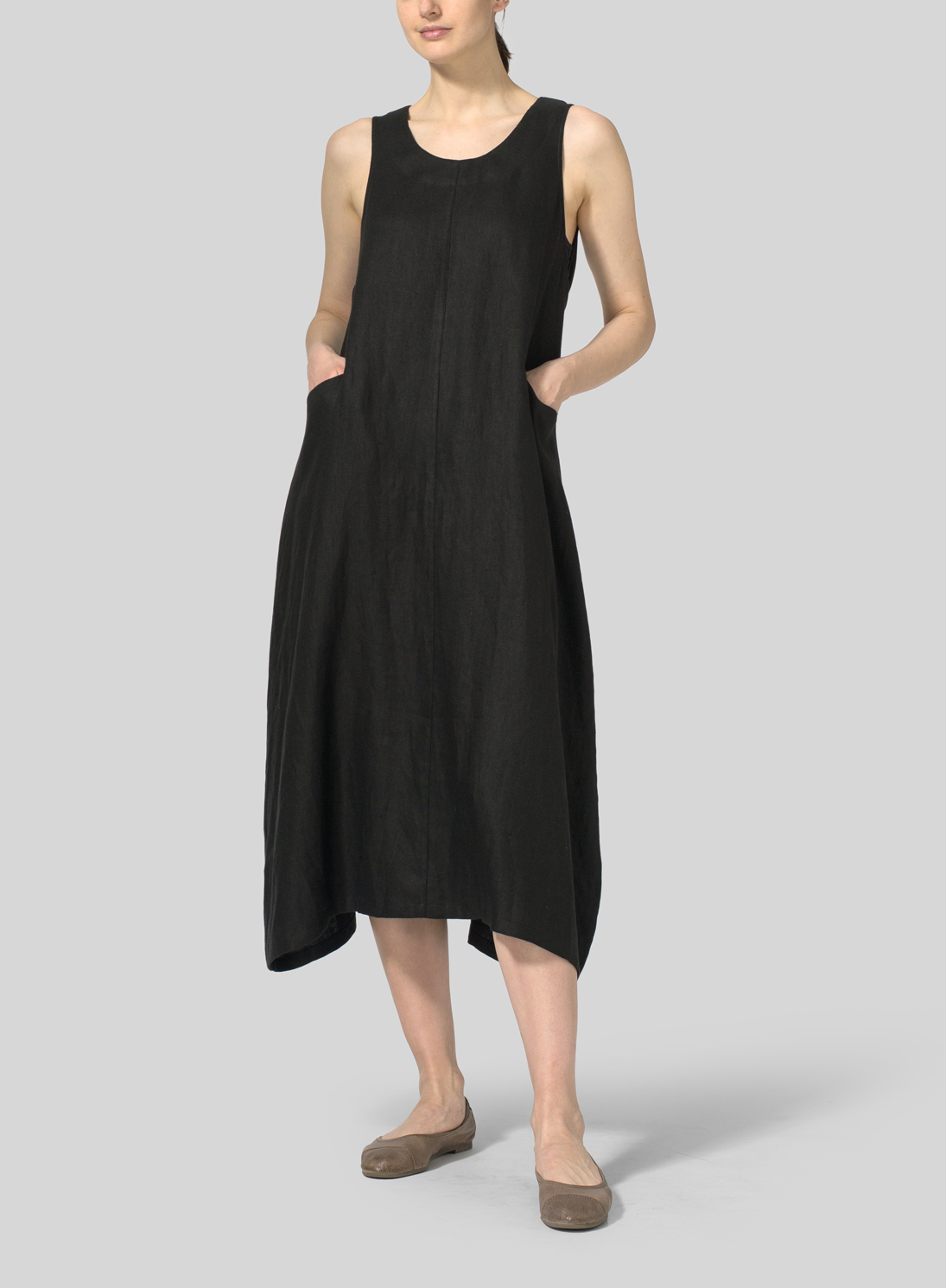 Lightweight Linen Sleeveless Long Dress Plus Size