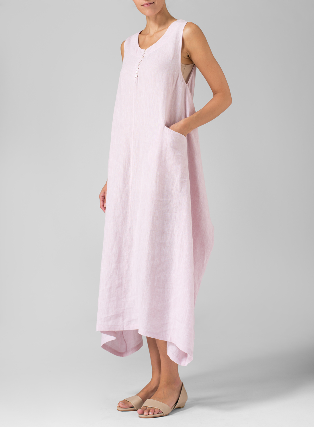 Linen Sleeveless Long Dress Plus Size