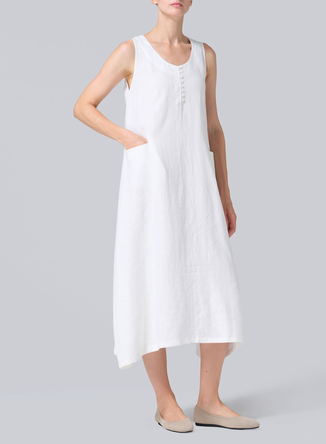 Linen Sleeveless Long Dress