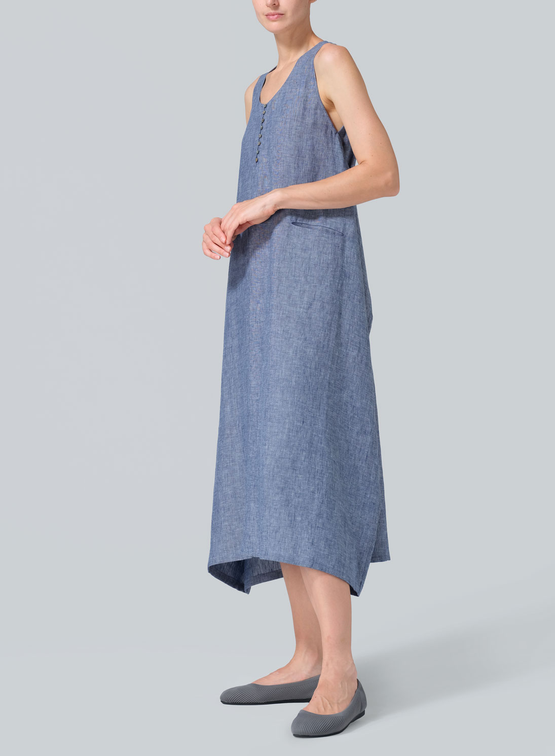 Linen Sleeveless Long Dress