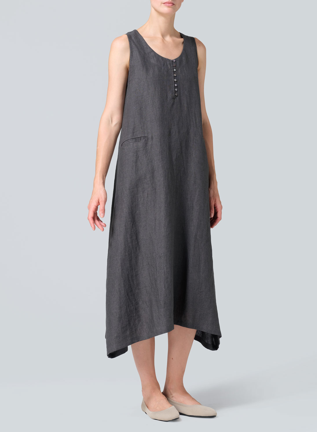 Linen Sleeveless Long Dress