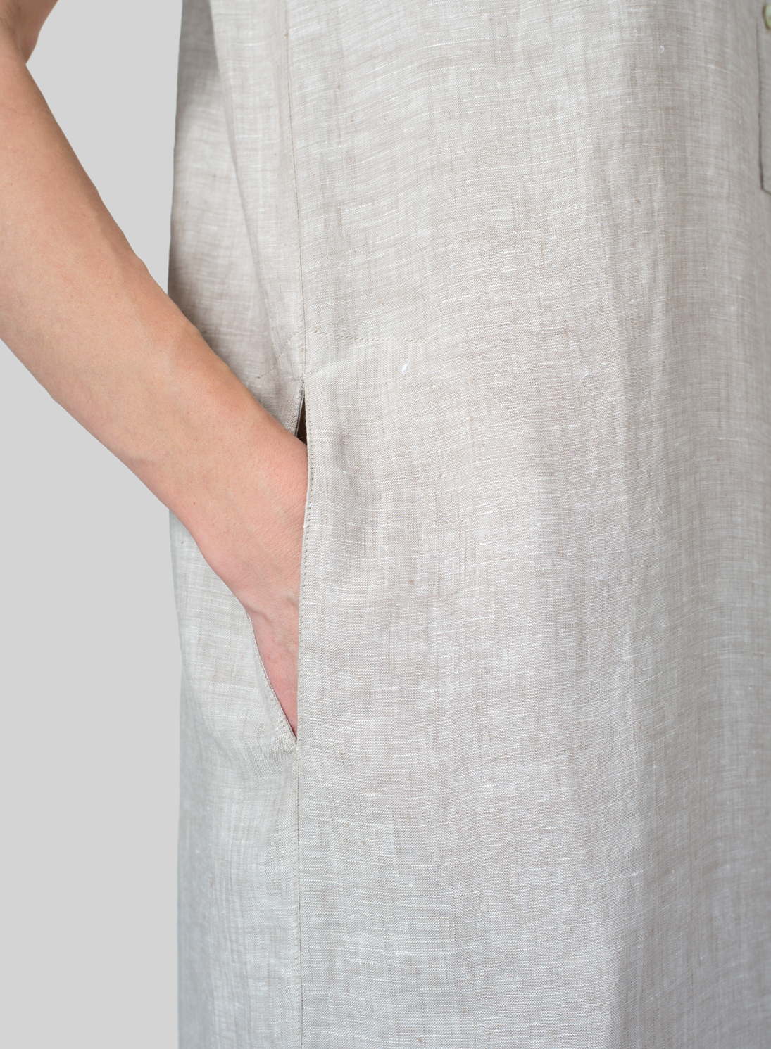 Gray Linen Slip On Dress Set - Plus Size