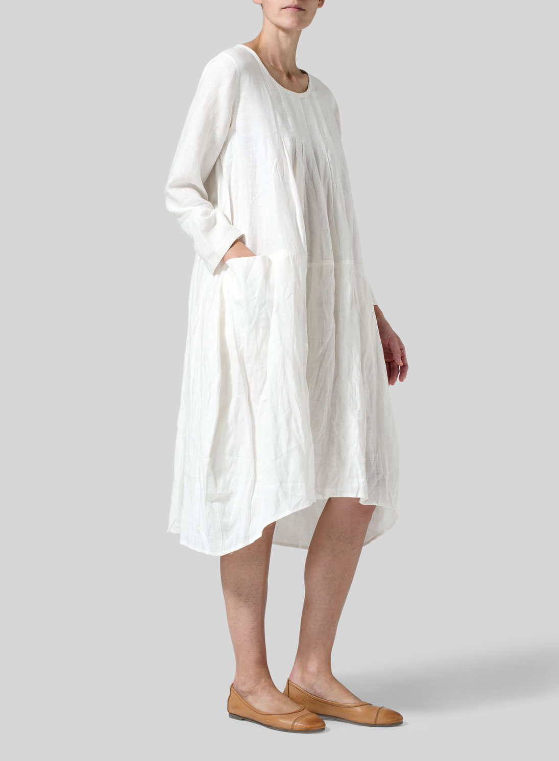 Linen High-Low Babydoll Dress - Plus Size