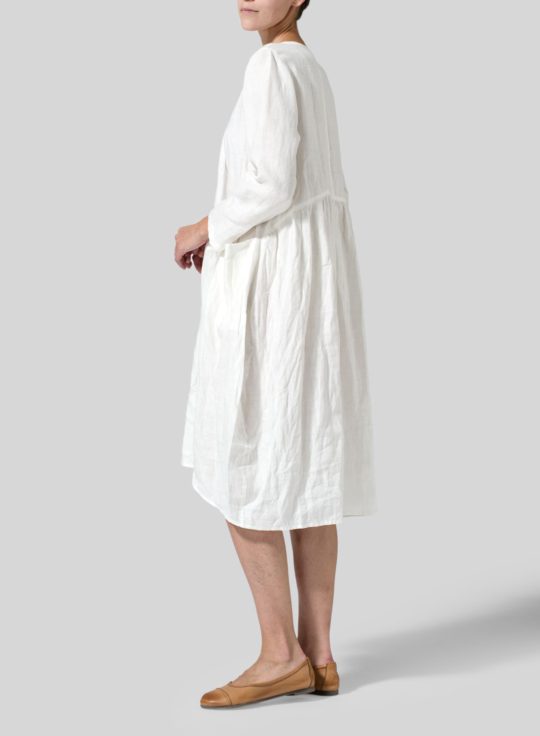 Linen High-Low Babydoll Dress