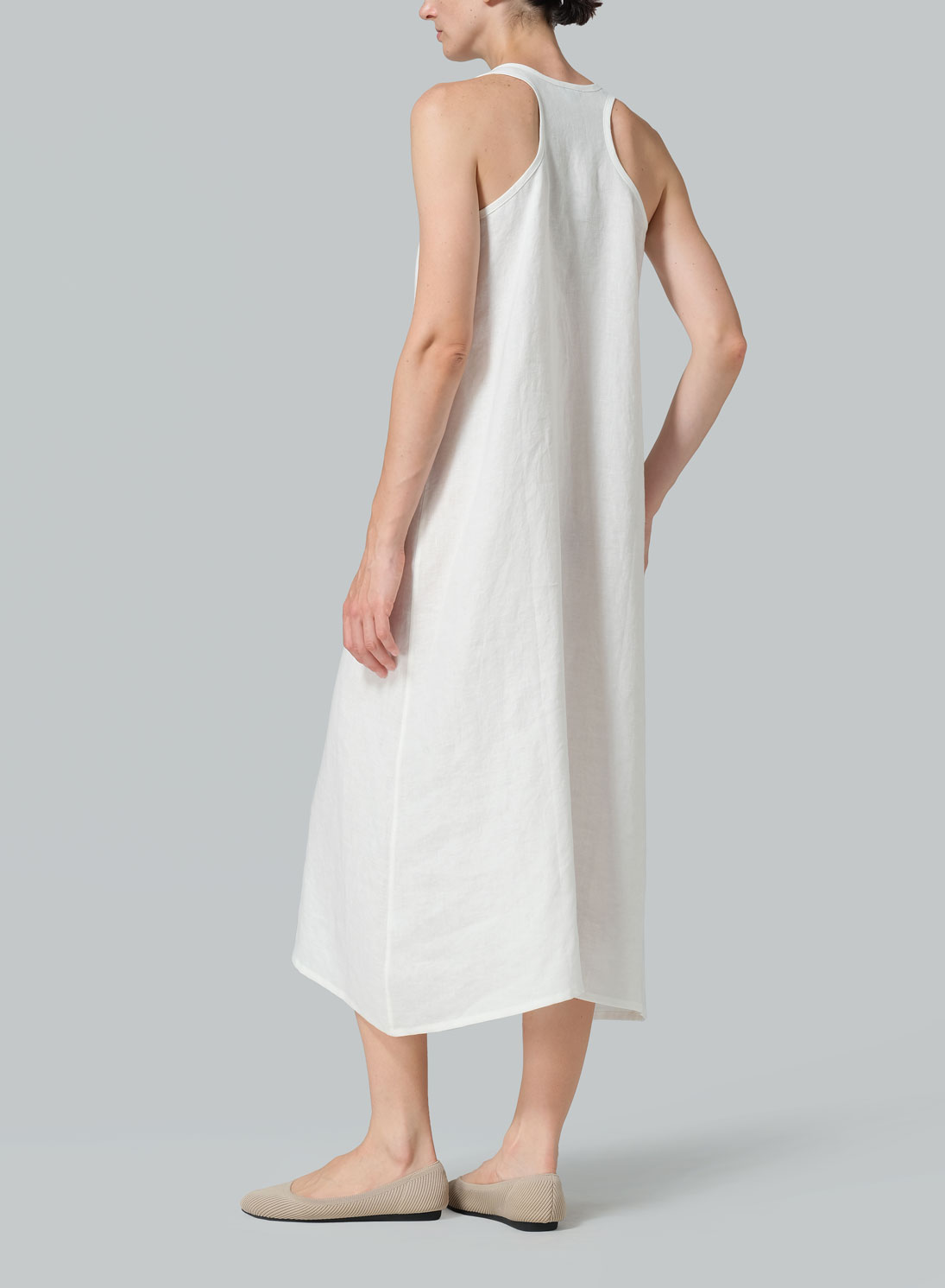 Linen Dipped-Hem Maxi Dress