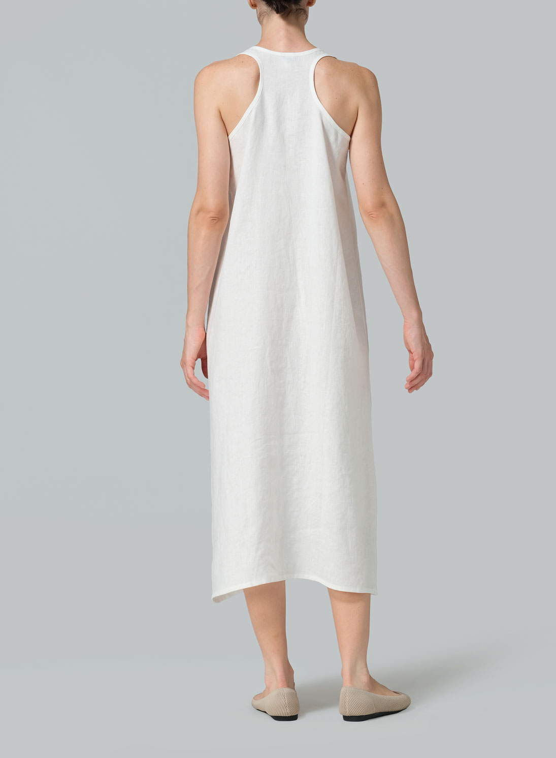 Linen Dipped-Hem Maxi Dress