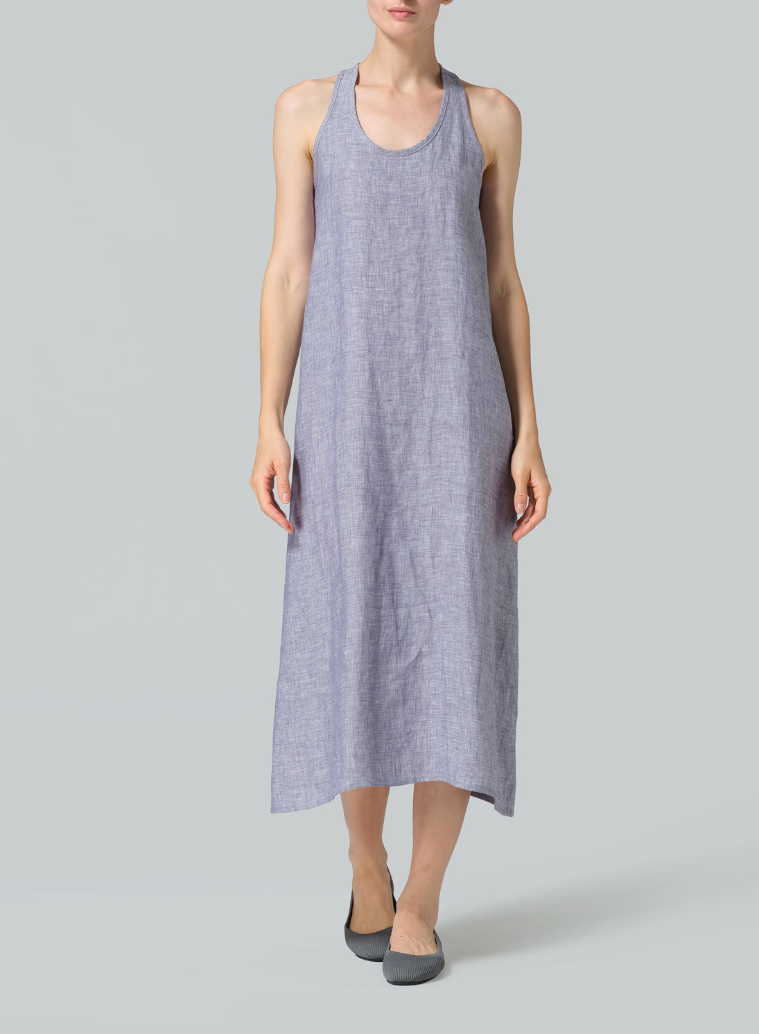 Linen Dipped-Hem Maxi Dress