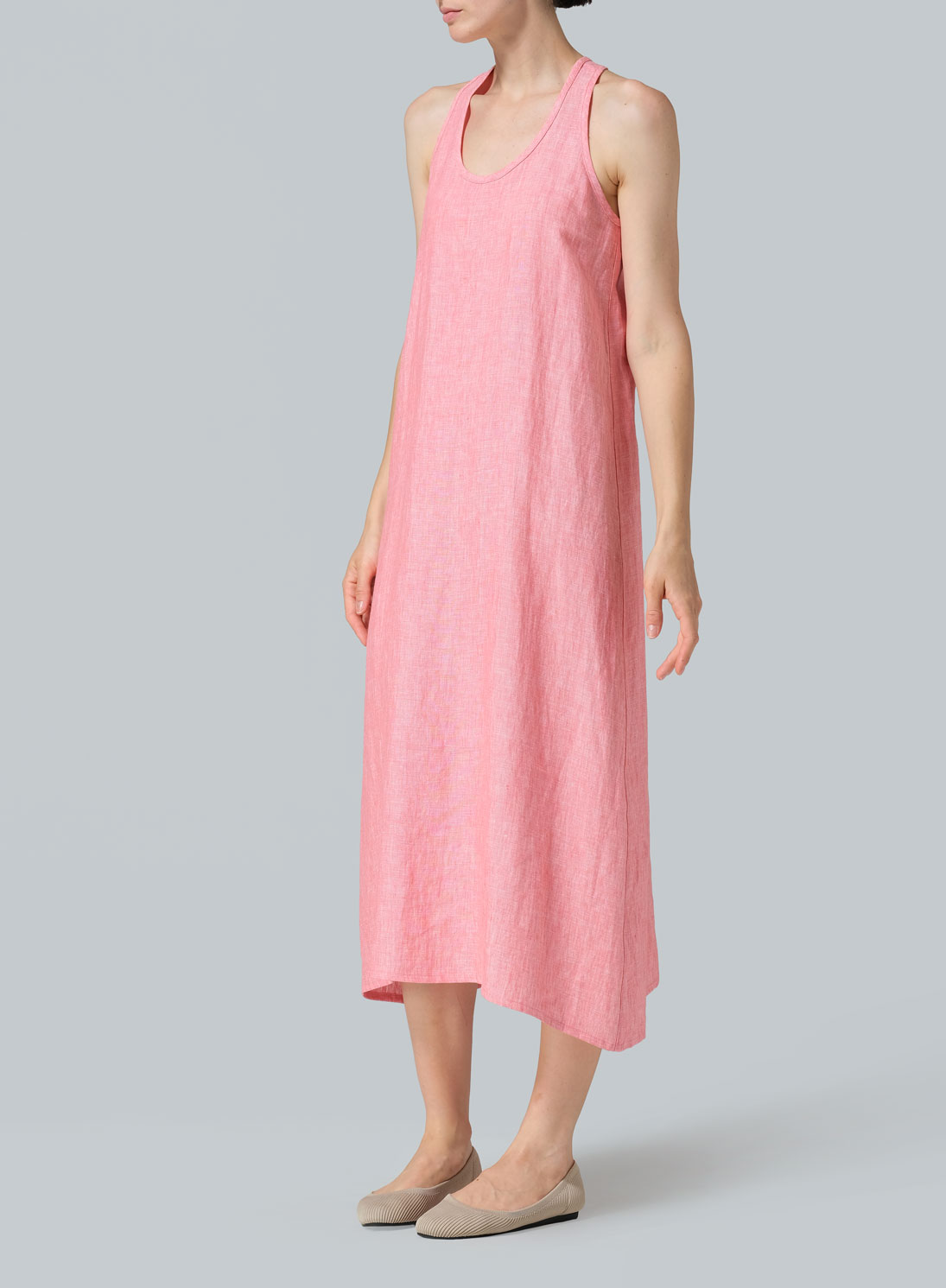 Linen Dipped-Hem Maxi Dress