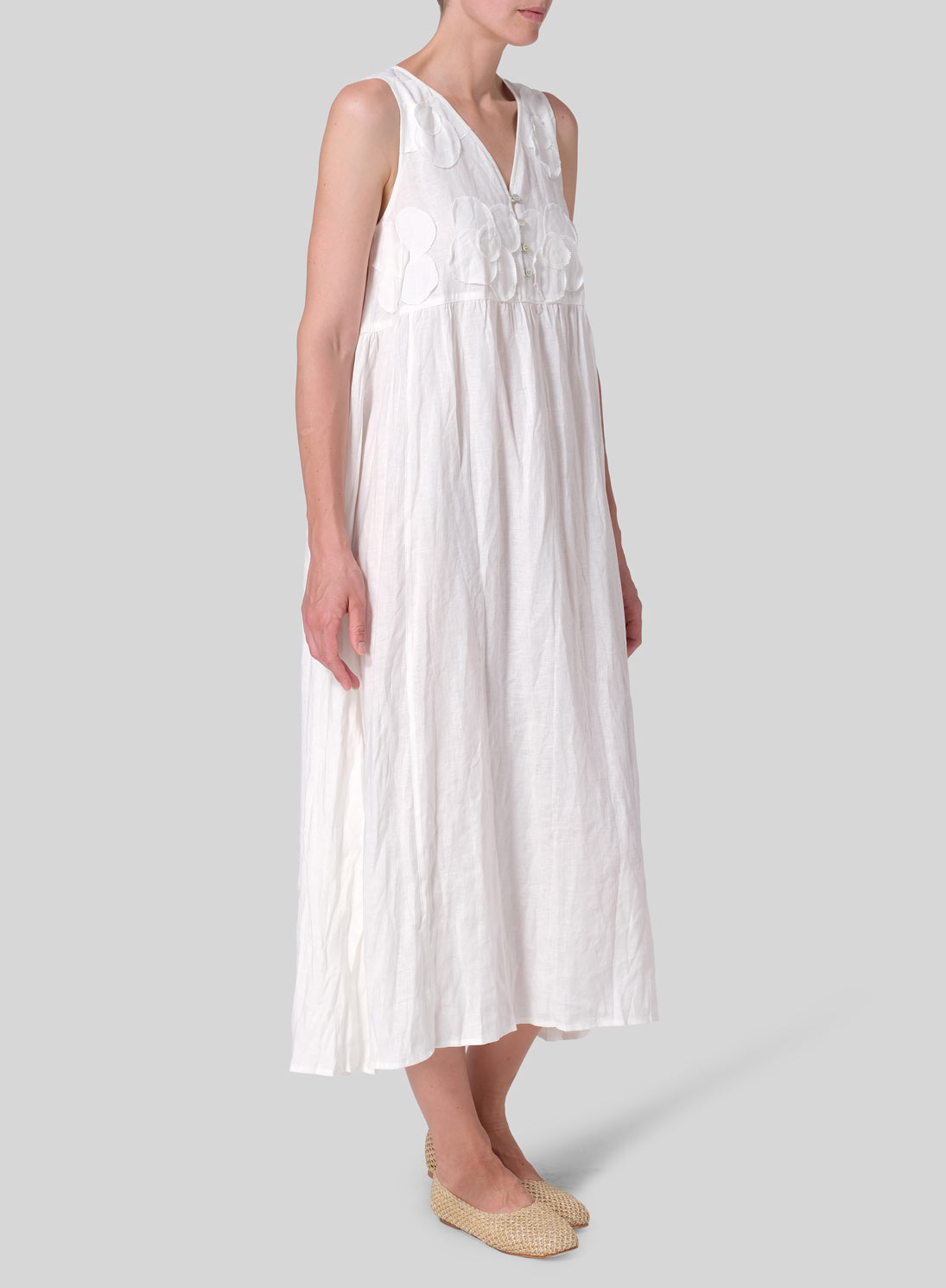 Linen Sleeveless A-line Long Dress