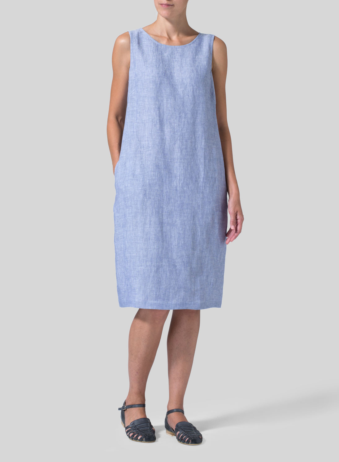 Linen Sleeveless Mid-Length Dress