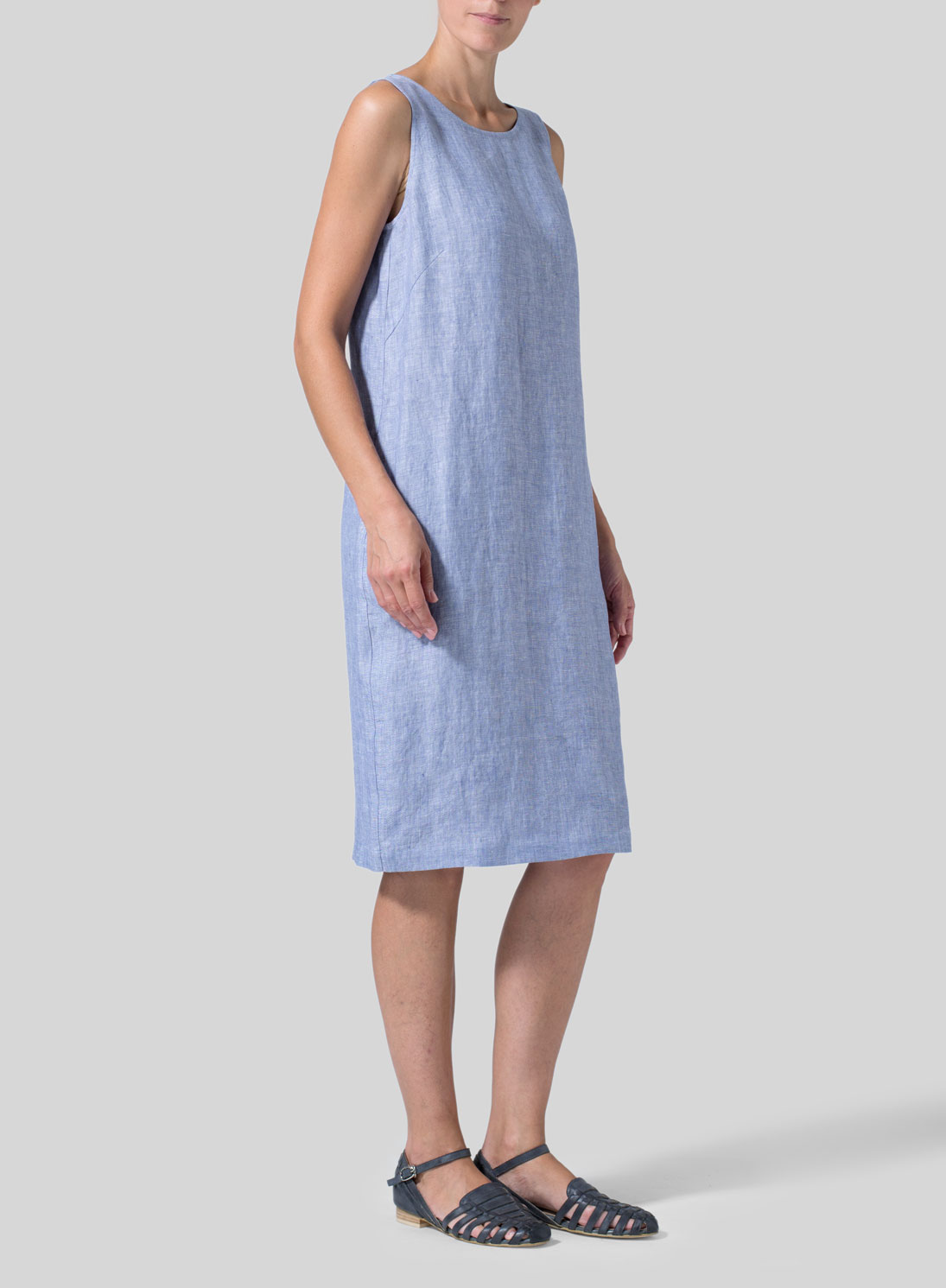 Linen Sleeveless Mid-Length Dress