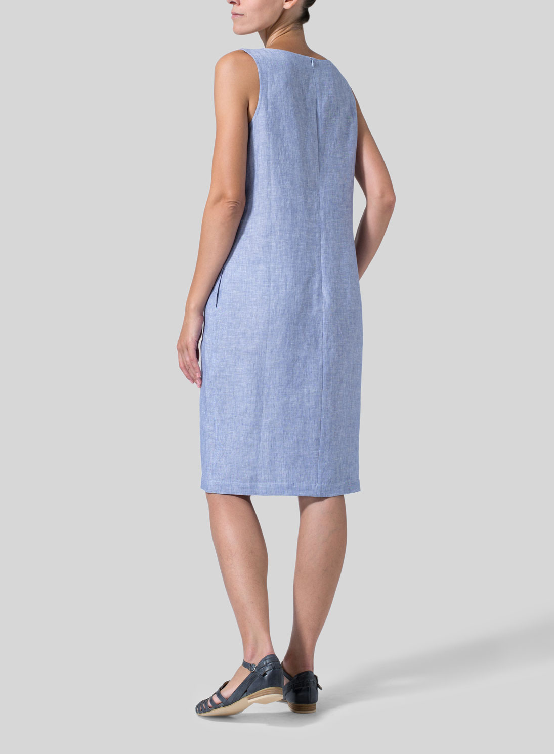 Linen Sleeveless Mid-Length Dress