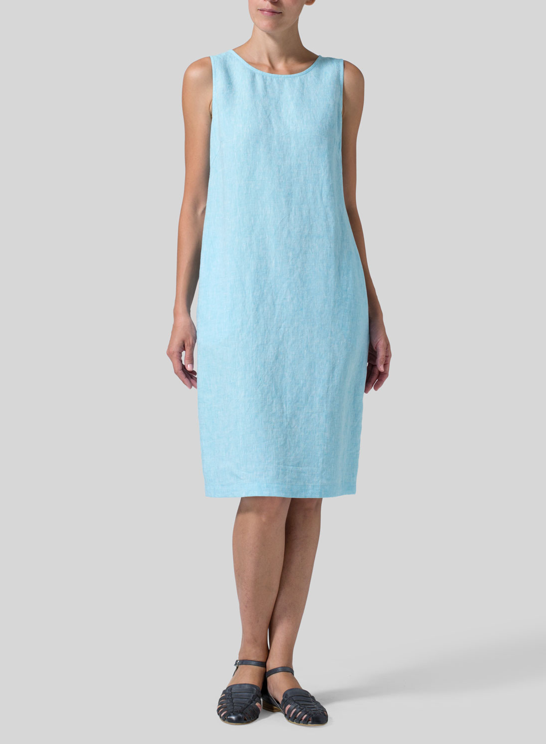 Linen Sleeveless Mid-Length Dress