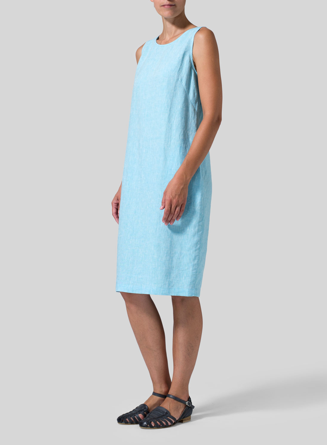 Linen Sleeveless Mid-Length Dress