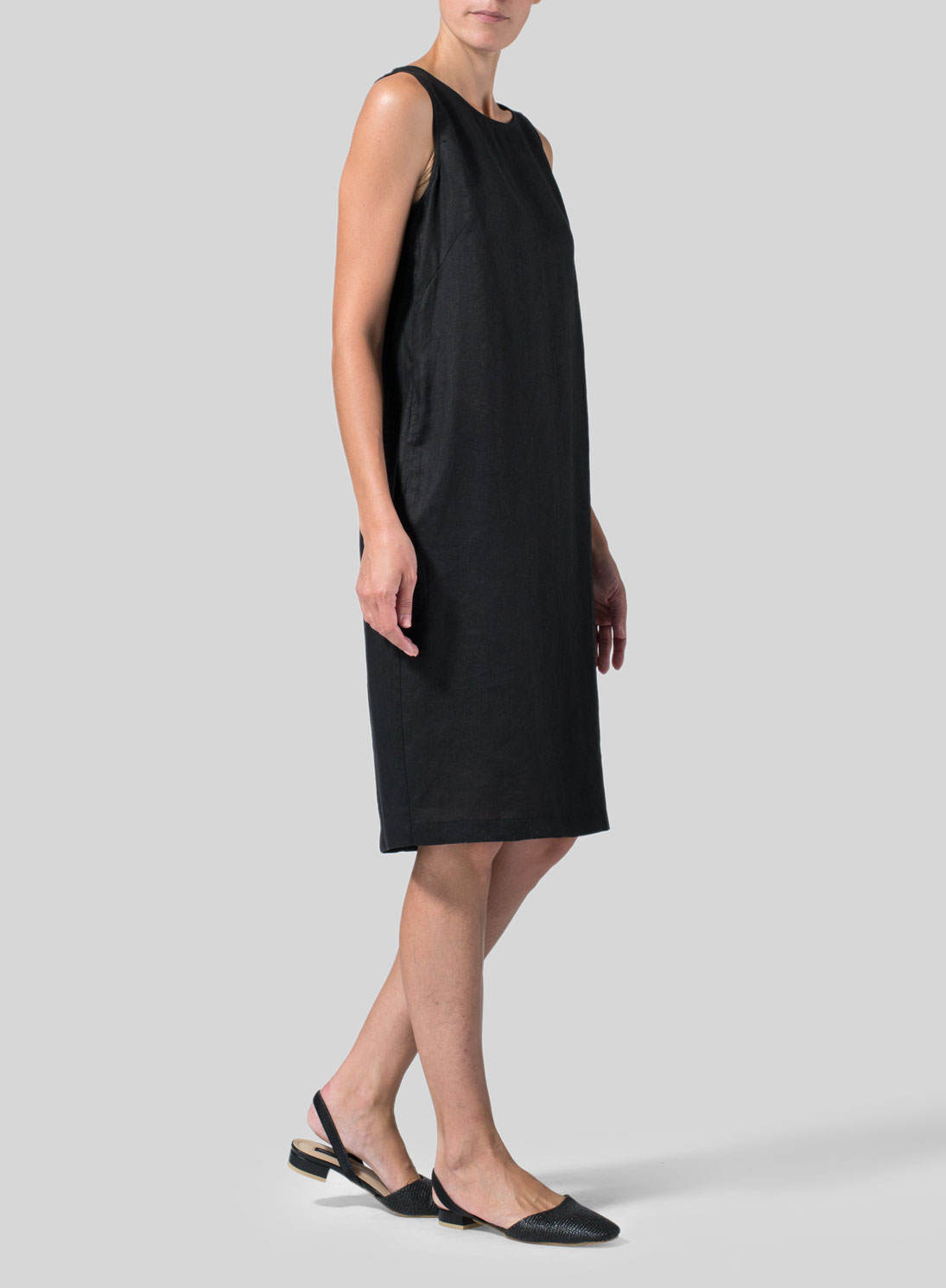 Linen Sleeveless Mid-Length Dress