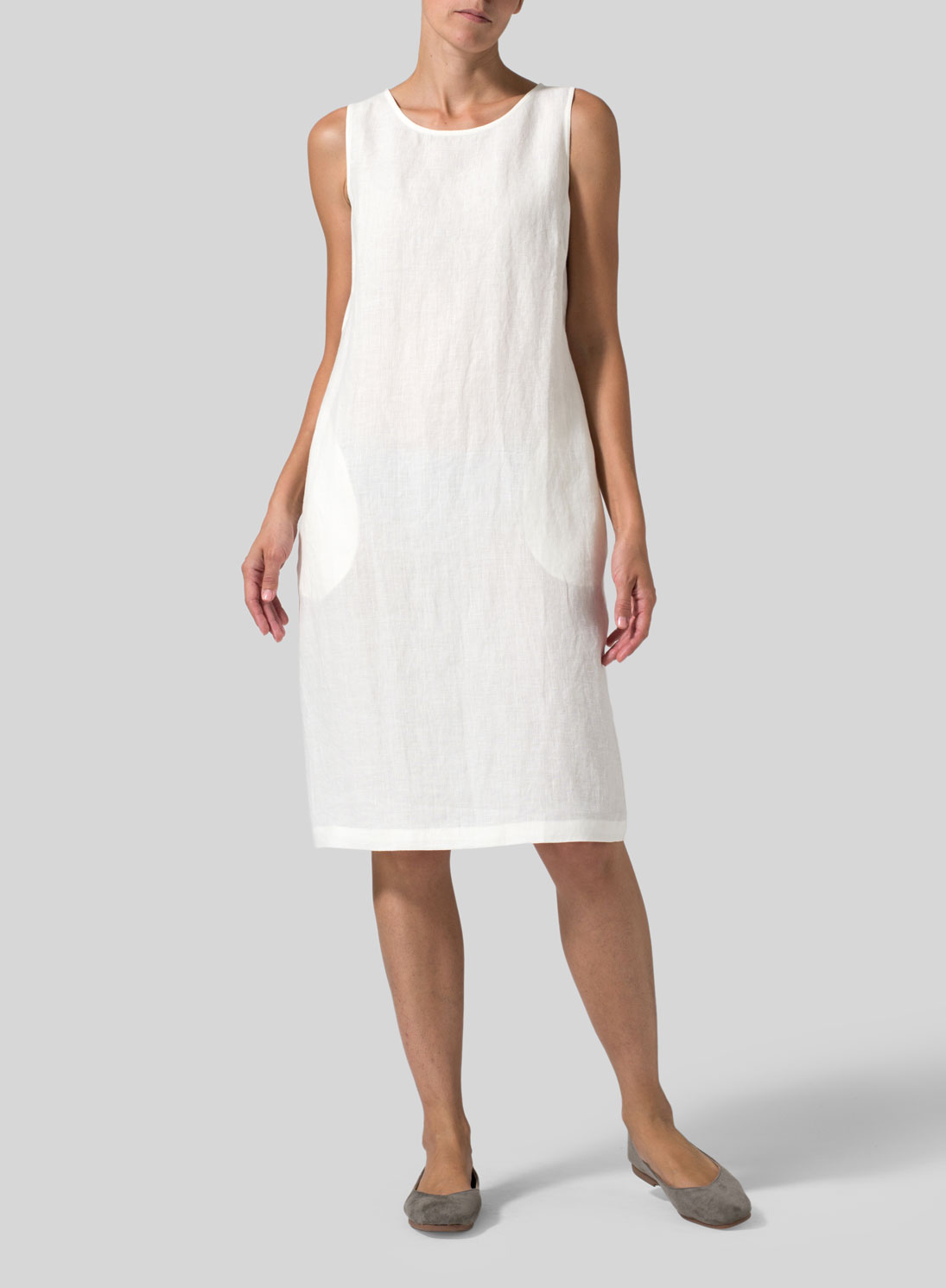 Linen Sleeveless Mid-Length Dress