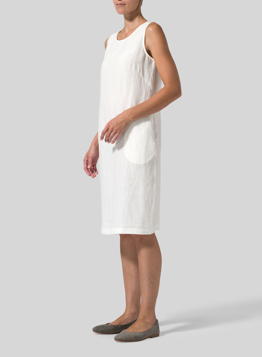 Linen Sleeveless Mid-Length Dress