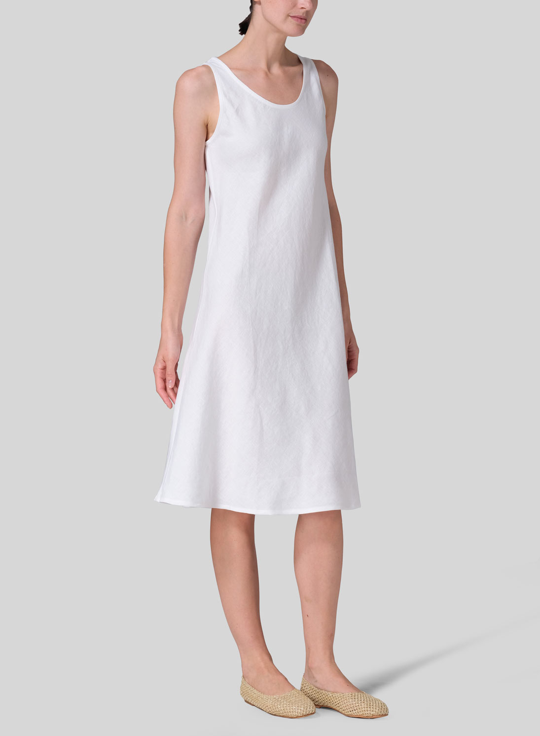 Linen Bias Cut A-Line Midi Dress