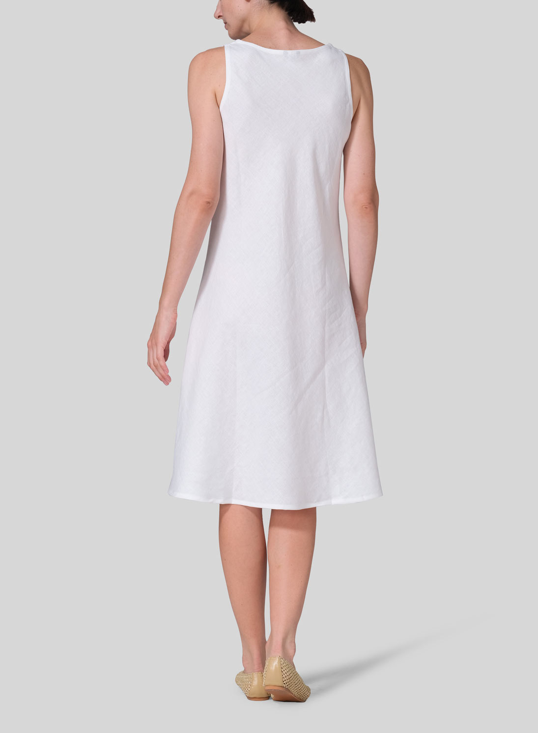 Linen Bias Cut A-Line Midi Dress