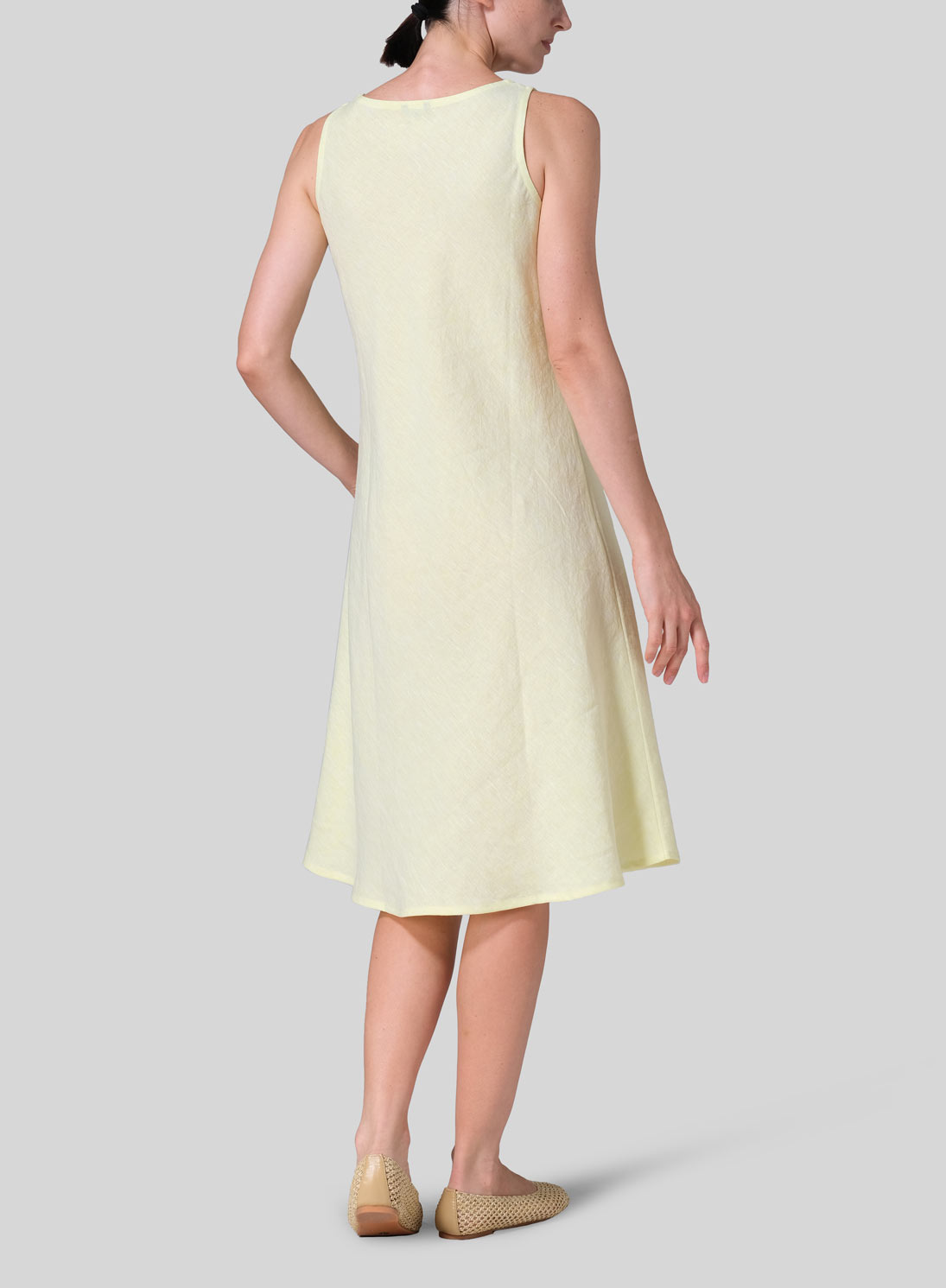 Linen Bias Cut A-Line Midi Dress