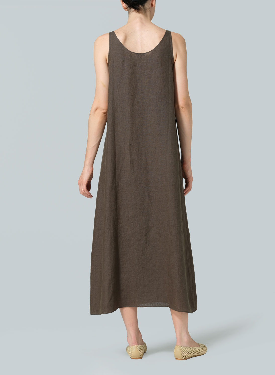 Linen A-line Cut Long Dress