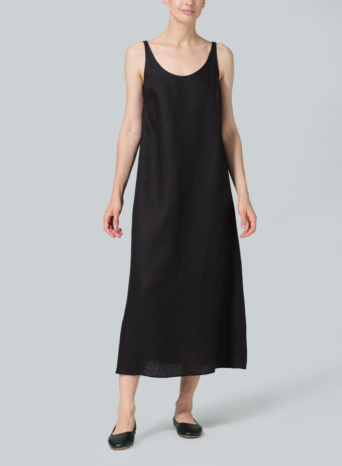 Linen A-line Cut Long Dress