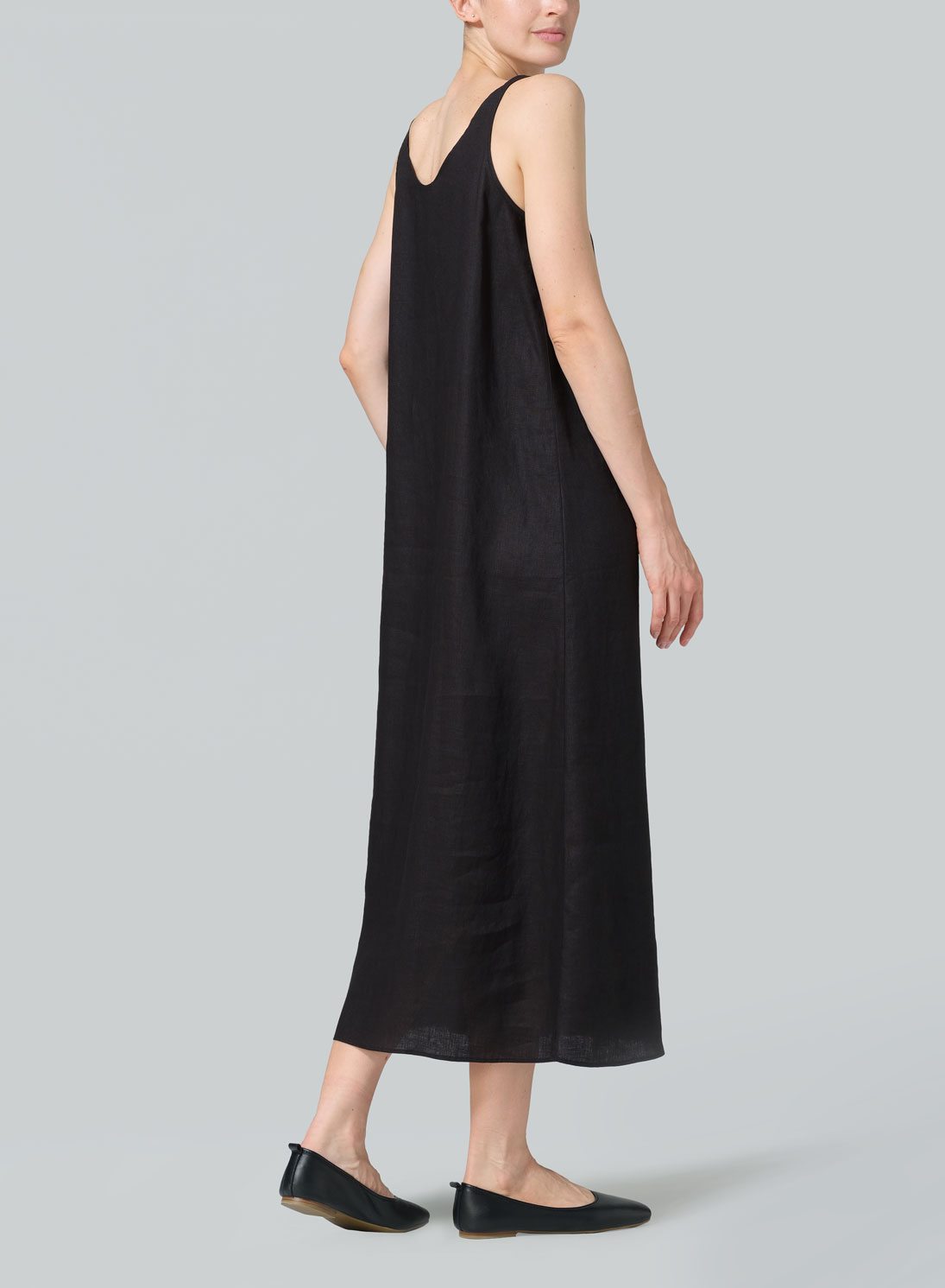 Linen A-line Cut Long Dress