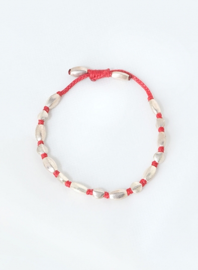 Coral Red Rope Silver Bracelet