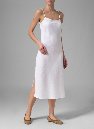 white bias cut dress