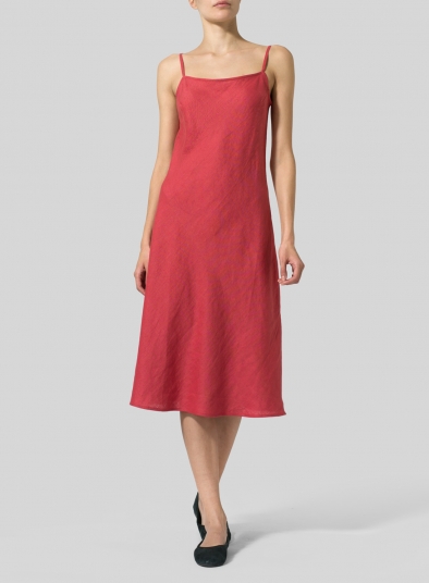 Linen Sleeveless Bias Cut Dress - Plus Size
