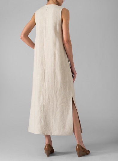 Linen Sleeveless Slip-on Dress - Plus Size