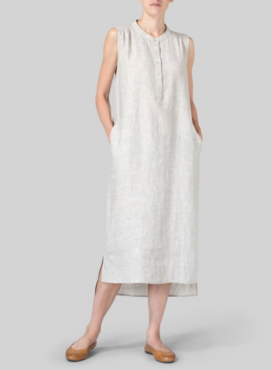 Gray Linen Slip On Dress Set