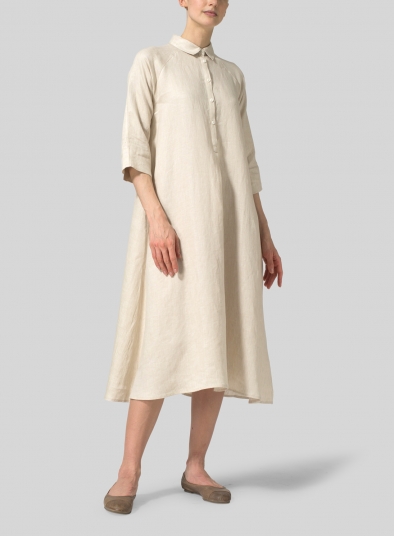 Linen A line Shirt Dress - Plus Size