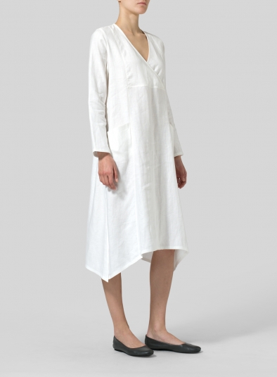 Linen Wrap Dress - Plus Size