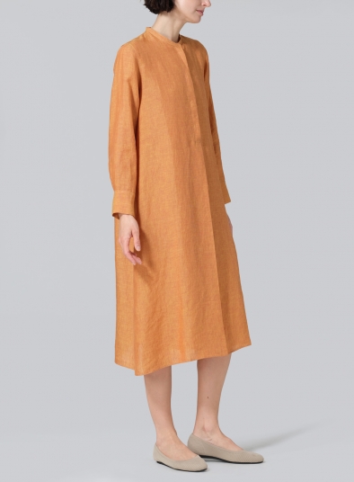 Linen A-shape Long Shirt Dress